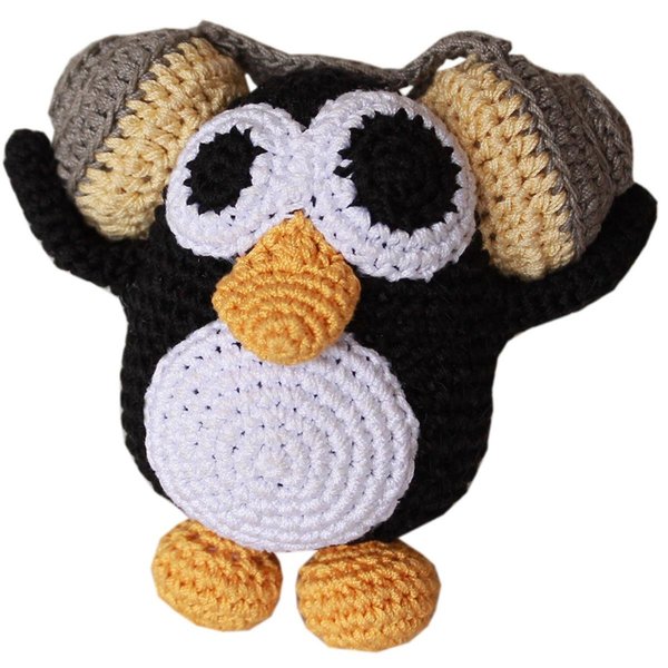 Mirage Pet Products Knit Knacks Hipster Penguin Organic Cotton Dog Toy Small 500-111 HPG
